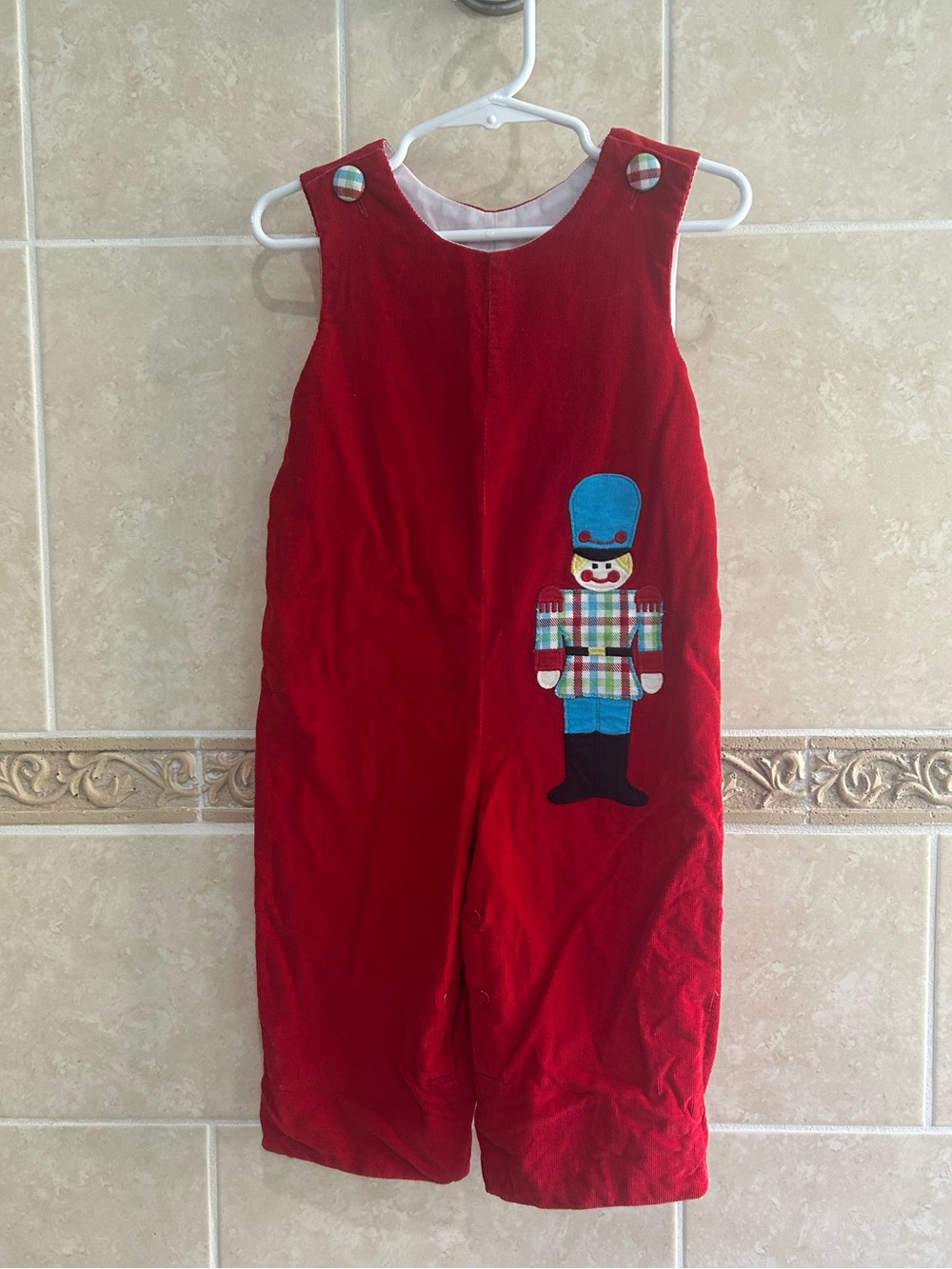 Kelly’s Kids Red Corduroy Toy Soldier Applique Longall Christmas